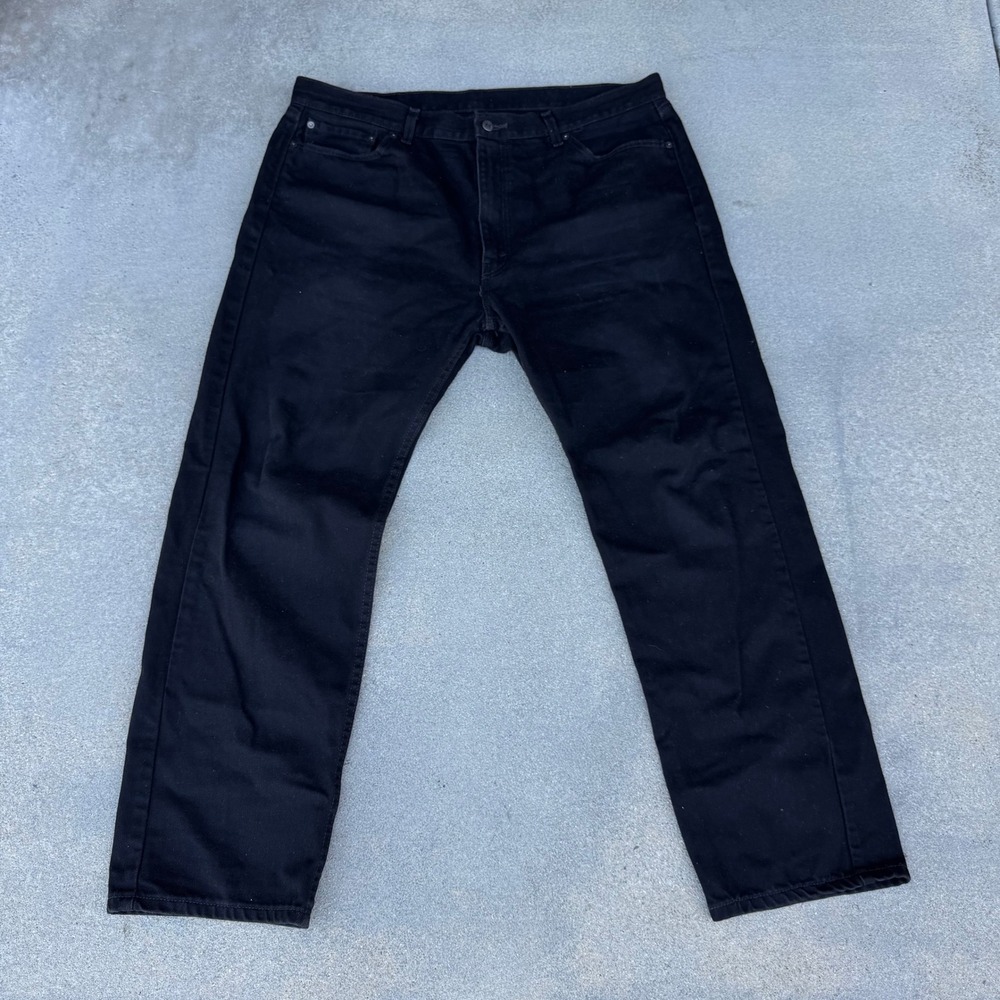 Levi's 505 Regular Fit Black Jeans Men 42x32 Straight Leg Denim Pants